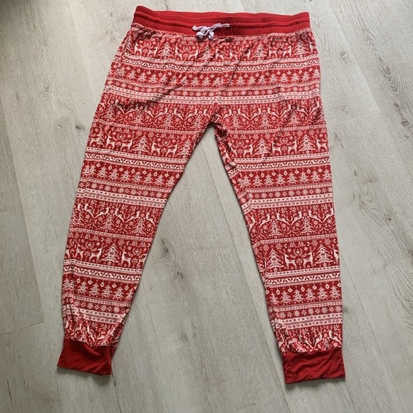 Little sleepies Christmas Womens red reindeer trees size X-LARGE holidays - Picture 9 of 14